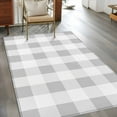 thumbnail image 4 of Grey White Buffalo Check 2.7x5 Area Rugs, Farmhouse Plaid Modern Geometric Non-Skid Rubber Backing Large Rectangle Rugs - Living Room Bedroom Home Office, Indoor Floor Mat Carpets Washable Rug, 4 of 9