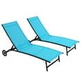 thumbnail image 2 of Outsunny Set of 2  Outdoor Chaise Lounge Chairs with 5-Level Adjustable Backrest, Wheels, 2 Piece Pool Loungers, Suntanning Furniture, Blue, 2 of 9