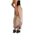 thumbnail image 4 of Liacowi Women Juniors Cargo Skirts Ruched Drawstring Hem Elastic Low Waist Straight Long Skirt Streetwear, 4 of 6