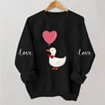 thumbnail image 2 of Valentine's Day Shirt for Women Oversized Cute Duck Holding Heart Balloon Graphic Love Sweatshirt Black Casual Gift,Size L, 2 of 6