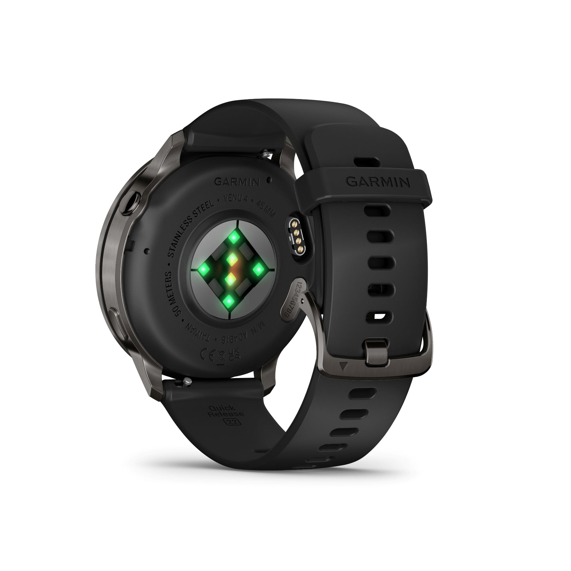 Garmin Venu 4 45mm with AMOLED Display Advanced Health Monitoring Built-in Flashlight Watch (Slate with Black Silicone Band) Bundle
