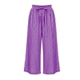 thumbnail image 6 of Women's Wide Leg Capri Pants Cropped Palazzo Summer Beach Vacation Casual Pants with Pockets Drawstring Purple XL(XL), 6 of 6
