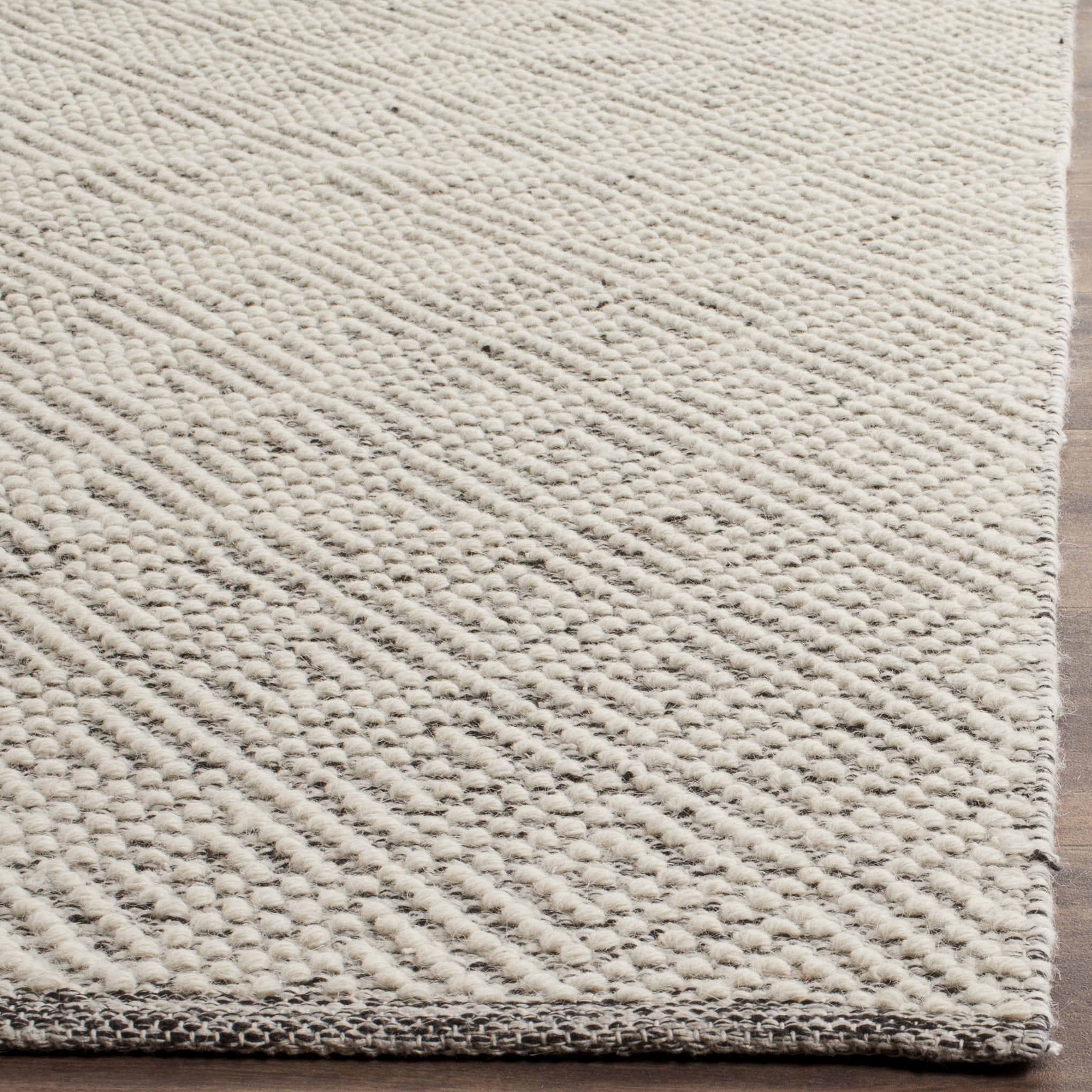 SAFAVIEH Natura Eanna Geometric Wool Runner Rug, Ivory/Light Grey, 2'3" x 10'