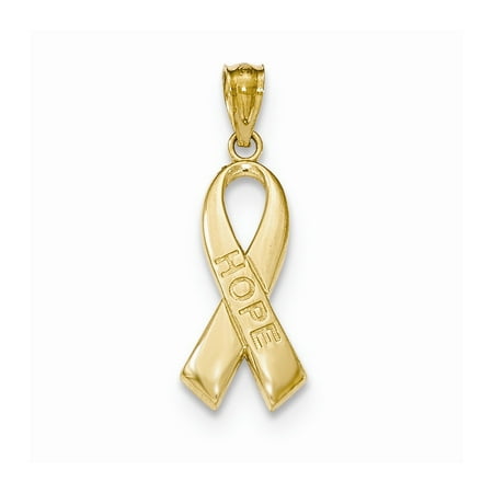 14k Yellow Gold Polished Hope Ribbon Pendant