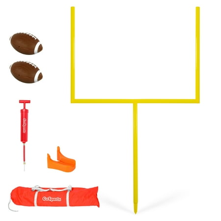 GoSports Football Field Goal Post Set with 2 Footballs and Kicking Tee - 6 in. Standard