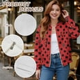 thumbnail image 6 of DISNIMO Ladybug Floral Printed Jackets for Women V Neck Sweatshirts Zip Up Outerwear Jacket Long Sleeve Sweatshirts with Pockets, 4XL, 6 of 7