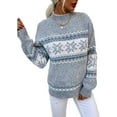 thumbnail image 4 of Women’s Casual Leopard Print Knitted Pullover Sweaters Long Sleeve Crew Neck Jumper Tops, 4 of 6