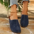 thumbnail image 3 of Pandaie Clogs for Women Comfortable Closed Toe Slip on Mules Suede Summer Wedge Slide Sandals Ladies Casual Walking Shoes Navy Size 7, 3 of 7