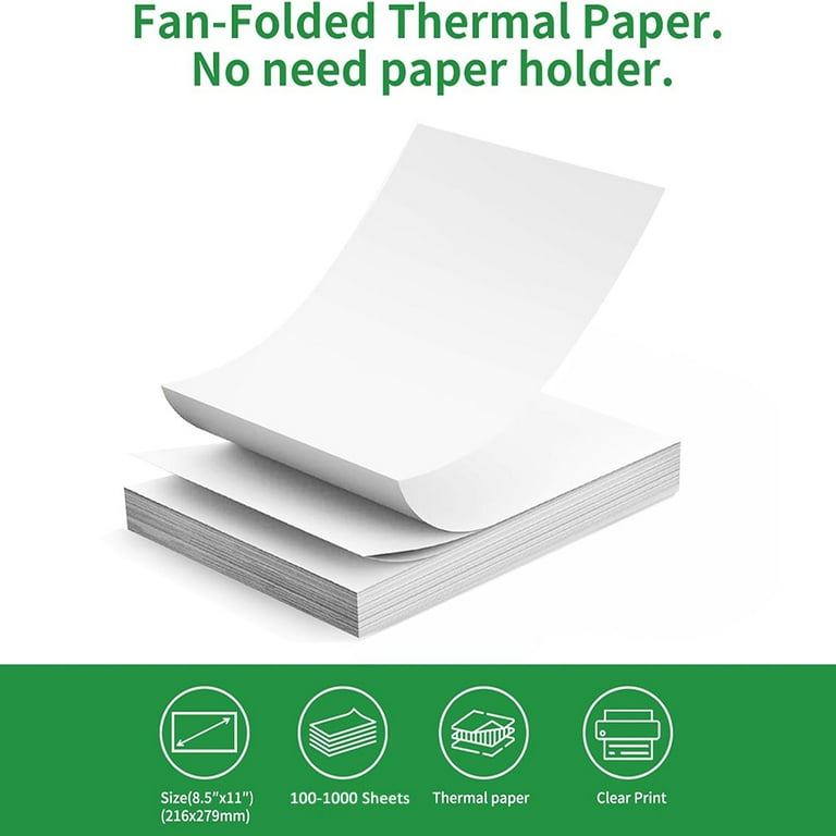 Ryhampaper 200 Sheets Thermal Printer Paper 8.5" x 11" US Letter Size Advanced Thermal Paper, Thermal Printing Paper BPA-Free White, Compatible with M832, M834, MT800