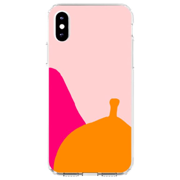 DistinctInk Clear Shockproof Hybrid Case for iPhone X / XS (5.8" Screen) - TPU Bumper, Acrylic Back, Tempered Glass Screen Protector - Summer Vibes Bold Flower Blue Orange Pink