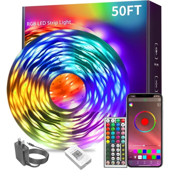 Music Sync LED Strip Lights 100FT, RGB Color Changing with Smart APP & Remote Control, Indoor Flexible Lighting for Bedroom, Party, Home Decor