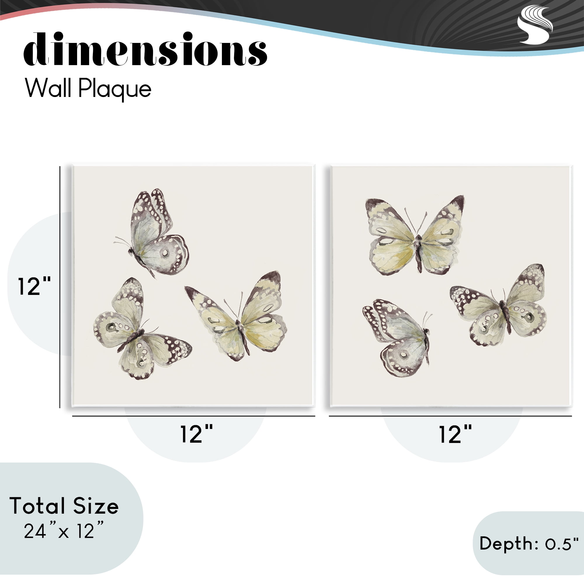 Stupell Industries Flight of Butterflies on Beige 2 Piece Wall Plaque Art Set, design by Patricia Pinto
