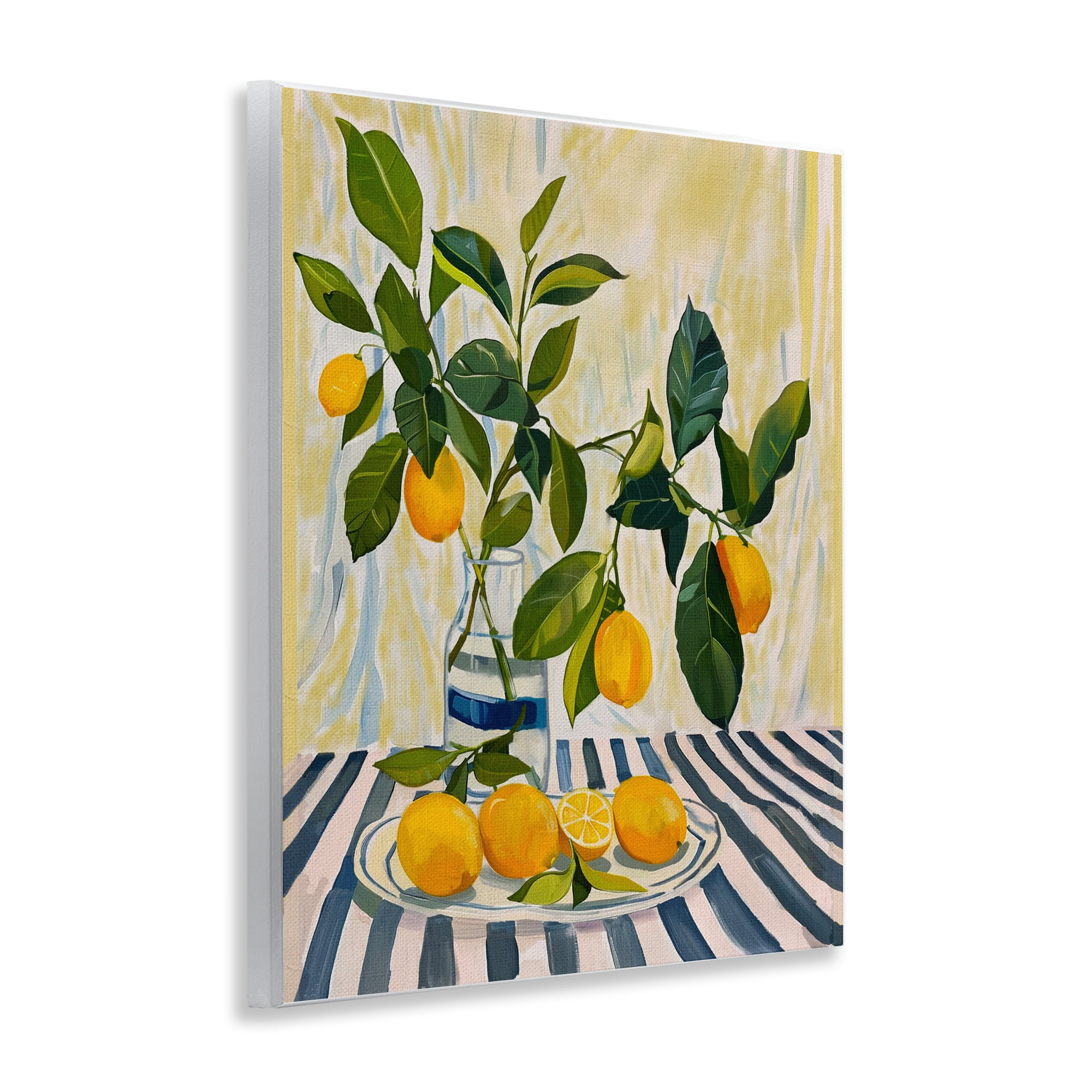 Stupell Industries Lemons on Striped Tablecloth Wall Plaque Art, design by Yen