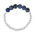 thumbnail image 3 of Faceted Geometric Blue Lapis Circles Round Sterling Silver Beaded Band Ring-7, 3 of 5