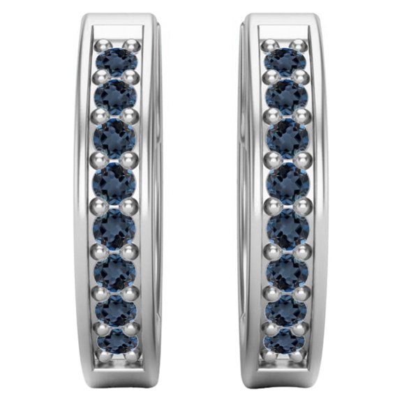 Mooneye 925 Sterling Silver Round London Blue Topaz Huggie Hoops Valentines Day Gifts Women Earrings