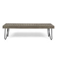 thumbnail image 3 of Christopher Knight Home Jane Outdoor Acacia Wood and Iron Industrial Bench by  teak + black metal, 3 of 5