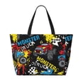 thumbnail image 2 of PAYOHTO Boy Truck Blue Car Large Beach Tote Bags for Womens Mens Sandproof Swim Pool Bag with Zipper for Travel Vacation, 2 of 7