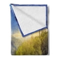 thumbnail image 2 of Farmland Soft Flannel Fleece Blanket, Contrasting Day and Night Collage View with Moon Sun Horizon Countryside Hillside, Cozy Plush for Indoor and Outdoor Use, 50" x 70", Green Blue, by Ambesonne, 2 of 5