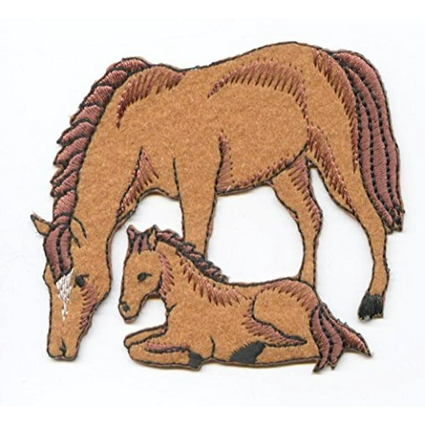 Mare/Colt Horses Felt Iron on Applique/Embroidered Patch