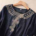 thumbnail image 3 of Women's Embroidered Blouse Cotton Linen Lantern Sleeve Peasant Boho Mexican Tunic Top Casual Baggy T Shirts Summer Holiday Shirts, 3 of 6