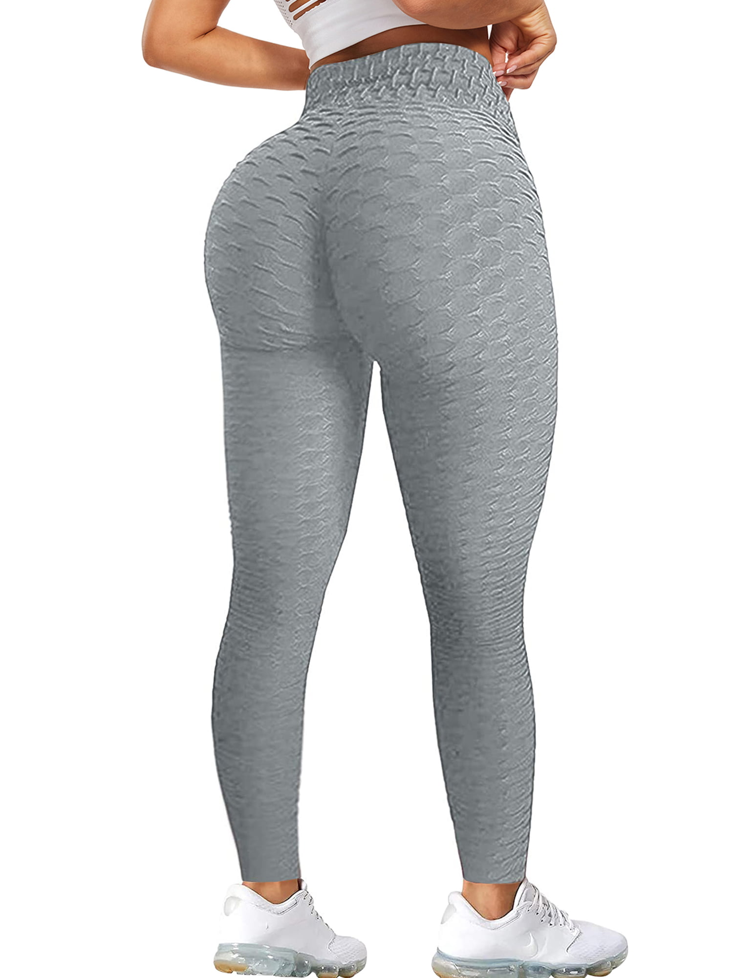LELINTA Women's Ruched Butt Lifting High Waist Yoga Pants Textured Tummy  Control Workout Leggings Stretchy Booty Tights 