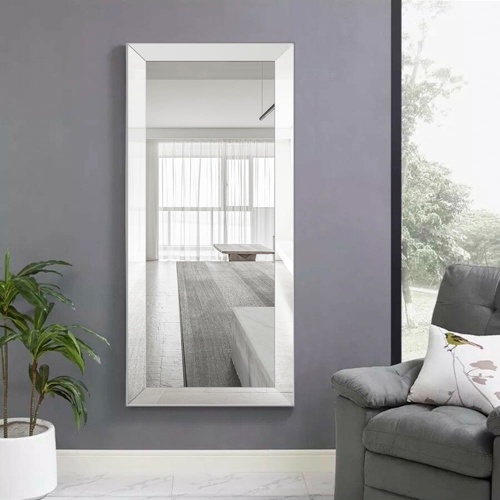 70"x30" Large Floor Mirror PS Framed Wall Mounted Mirror,Sliver