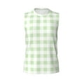 thumbnail image 6 of Lsque Pistachio Green Checkboard Print Men's Cotton Blend Sleeveless Muscle Shirts (S-3XL)- Moisture Wicking, Odor Protection, UPF 30+,XX-Large, 6 of 8