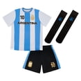 thumbnail image 2 of Icon Sports Officially Licensed Argentine Football Federation Lionel Messi Fan Pack - 3-Piece Soccer Set - Game Day Shirt, Shorts & Socks - Unisex Kids - AFA001UF Light Blue YM, 2 of 8