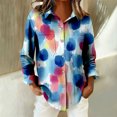 thumbnail image 4 of QASIEATN Tops for Women Graphic Tees Casual Button Down V Neck Long Sleeve Shirts Ladies Summer Tops, 4 of 7