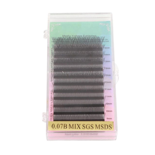 Volume Extension Lashes Soft 0.07B Thickness Double Hair Tip Professional Fanning Eyelashes 8‑15mm Mix