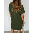 thumbnail image 3 of Womens Casual Summer Crewneck Short Sleeve Ribbed Mini Tshirt Dress  Green XL, 3 of 5