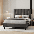 thumbnail image 1 of Bed Frame with Adjustable Headboard, Platform Bed Frame with Linen Upholstered, Wooden Slats Support, Noise Free, No Box Spring Needed, 1 of 4
