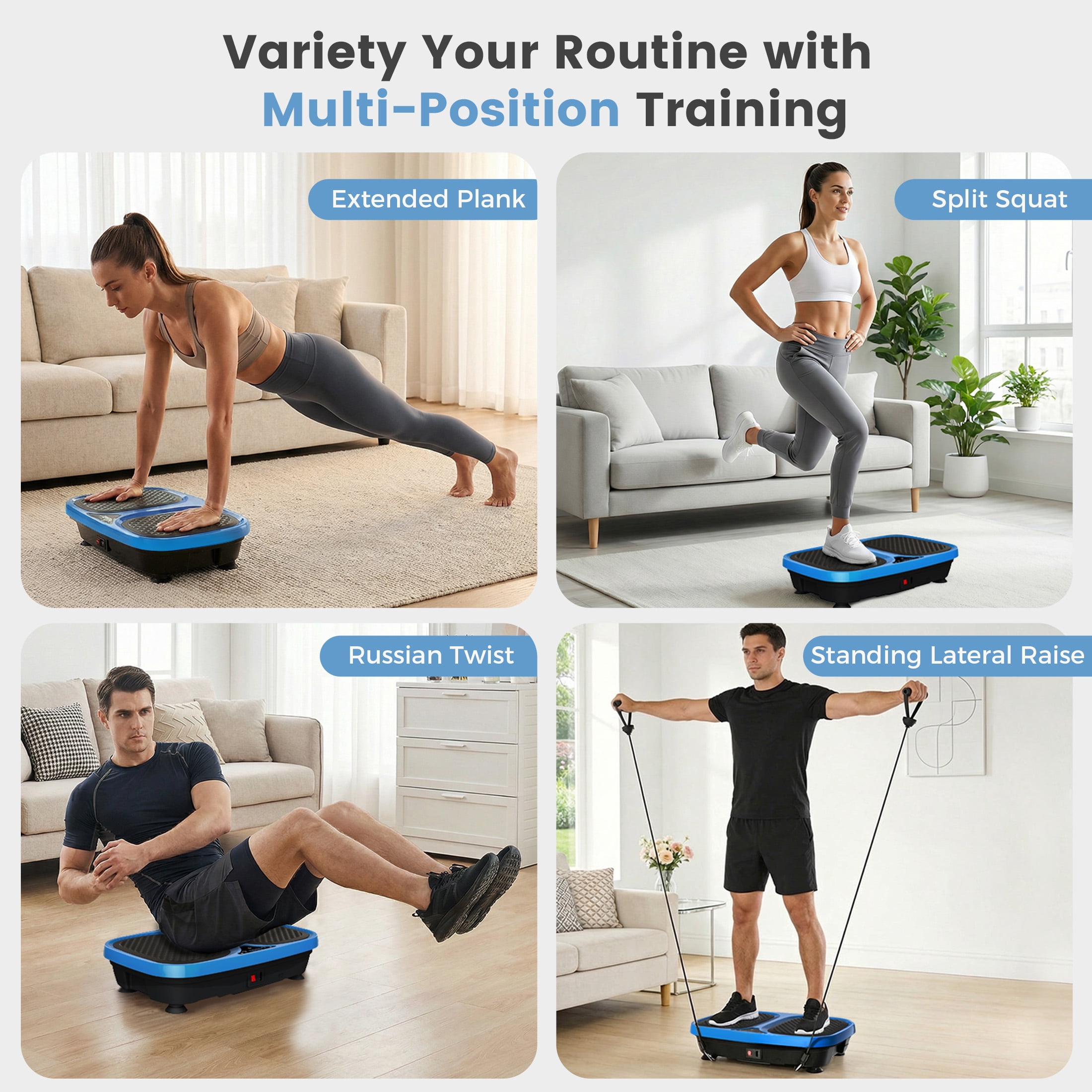 EDX Vibration Plate Exercise Machine Whole Body Workout Fitness Platform for Home Gym, Weight Loss, Toning & Wellness， Blue