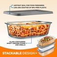 thumbnail image 6 of NutriChef 3 Sets Loaf Pan 62.07oz Stackable Premium Glass Meal-prep Food Container W/ Locking Lid, 6 of 7