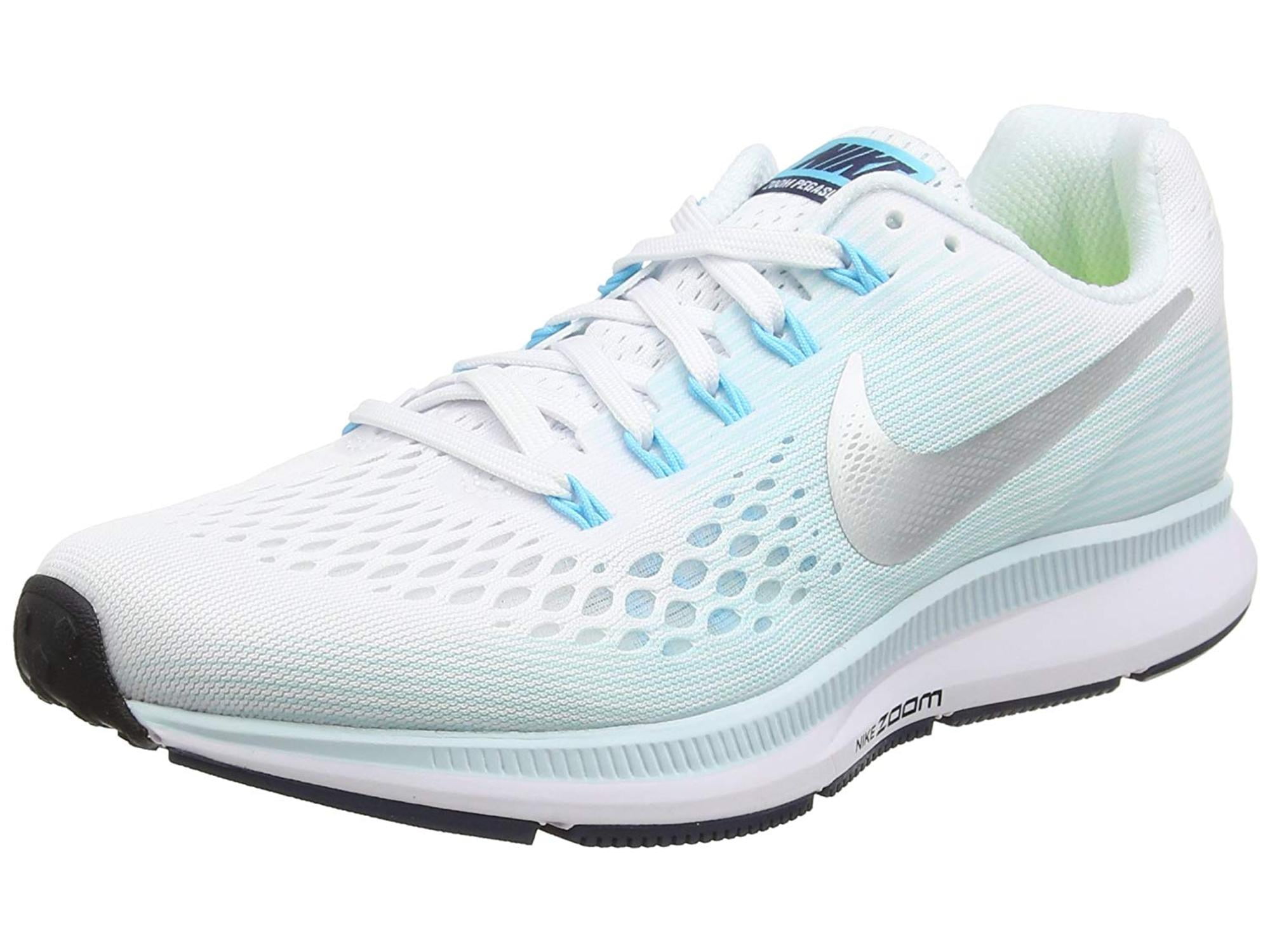 Nike - nike women's air zoom pegasus 34 white/metallic silver running shoe 10 women us - Walmart
