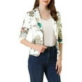 thumbnail image 5 of INSPIRE CHIC Women's Fitted Blazer Notch Lapel Printed Open Front Work Suit Jacket S White-Flower, 5 of 8