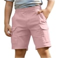 thumbnail image 2 of ITSAME Boys School Uniform Cargo Shorts, Elastic Waist Multi-Pocket Loose Fit Kids Casual Fashion Shorts Pink 4-5T, 2 of 7