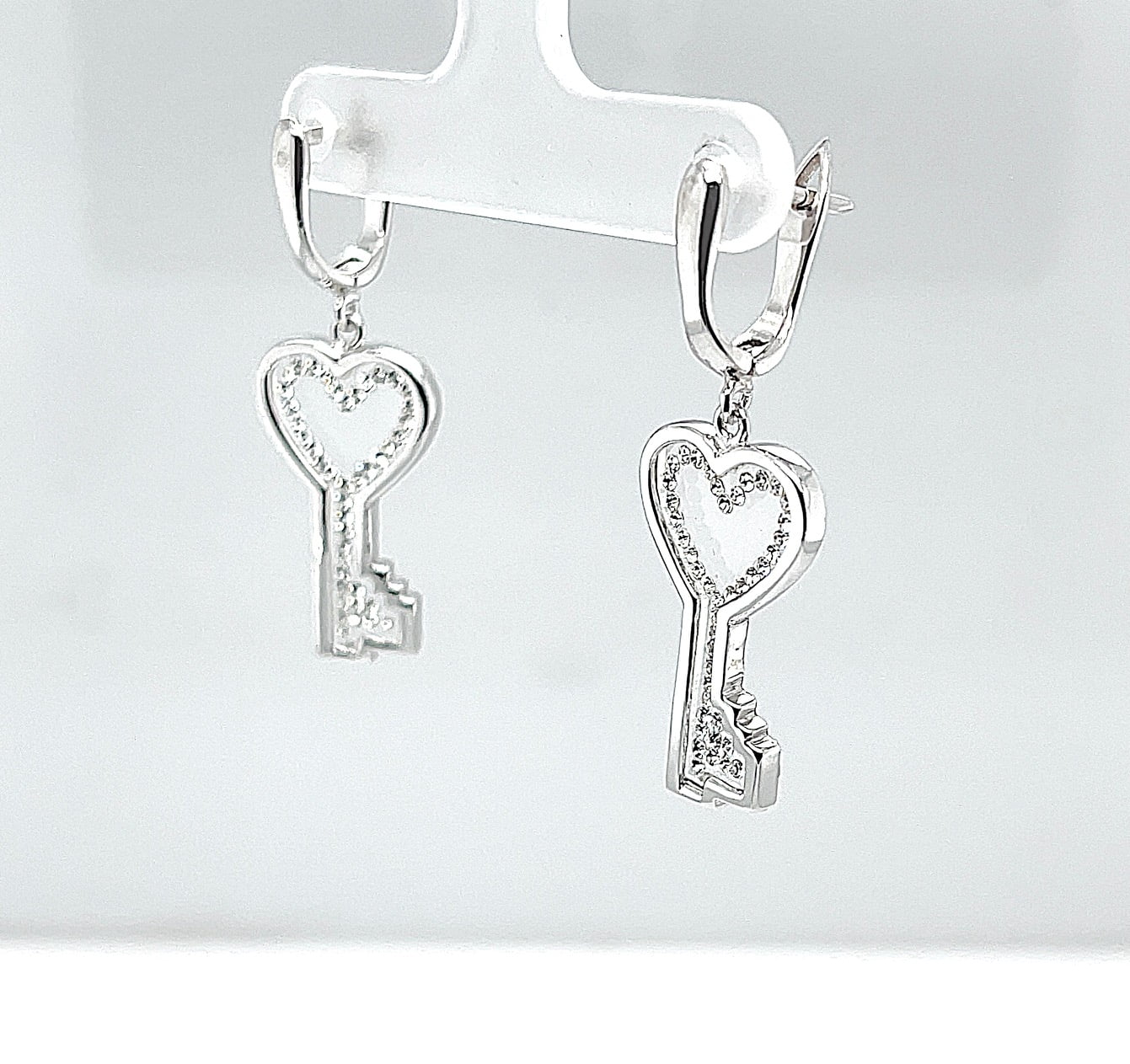 Sterling silver key earrings deals