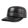 thumbnail image 1 of Adjustable Size Men Genuine Leather Hat Autumn Winter Warm Hats For Men Flat Cap, 1 of 6