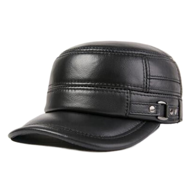 Adjustable Size Men Genuine Leather Hat Autumn Winter Warm Hats For Men Flat Cap