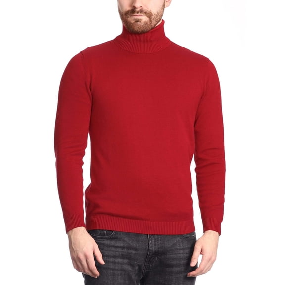 Arthur Black Men's Solid Red Pullover Cotton Blend Turtleneck Sweater Shirt