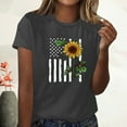 thumbnail image 2 of Usmixi Womens Blouses and Tops Dressy Short Sleeve Round Neck Sunflower Print Summer Cute Shirts 4th July Independence Day Casual Pullover Blouses Dark Gray xxl, 2 of 4