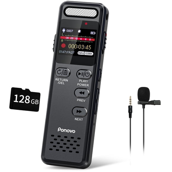160GB Digital Voice Recorder with Playback, 1100mAh Audio Recording Device for Lecture Interviews, 1536Kbps Voice Activated Recorder with Noise Reduc