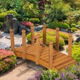 thumbnail image 2 of Outsunny 4FT Wooden Garden Bridge Arc Footbridge with Hemp Rope Railings & Solid Fir Construction, Orange, 2 of 10
