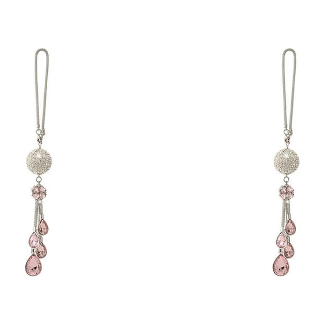QualitChoice Rear View Mirror Accessories Crystal Ball Pendant Graceful Rhinestone Pretty Charm Hanging Ornament for Women Girls pink 2Set