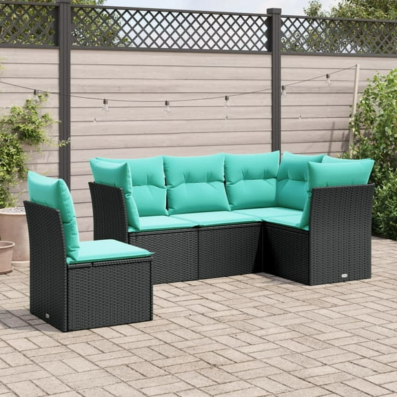 vidaXL Garden Sofa Set Black PE Rattan Large UV-Resistant Materials