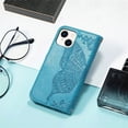 thumbnail image 5 of Compatible with iPhone 14 Case Glitter Bling with Card Holder and Stand Leather Flip Wallet Diamond Butterfly Protective Case for iPhone 14 6.1 inch Crystal Blue, 5 of 14