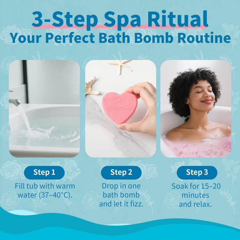 OrientLeaf Heart-Shaped Bath Bombs, 6 Count Floral Set photo 7