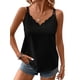 thumbnail image 3 of Camiseta Básica Sin Mangas de Satén de Seda para Mujer, Informal, con Cuello en V y Tirantes Finos en la Espalda. Negro M, 3 of 9