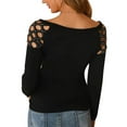 thumbnail image 5 of FASHIONWT Women Solid Color Round Neck Jewish Drilling Technology Long Sleeve Casual Top, 5 of 5